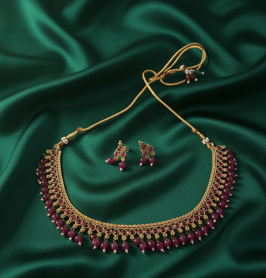 Red drop necklace set